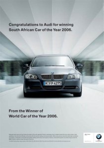 - Parabéns à Audi pela conquista do prêmio de Carro do Ano 2006 na África do Sul. - Do ganhador do prêmio de melhor Carro do Mundo em 2006. 
